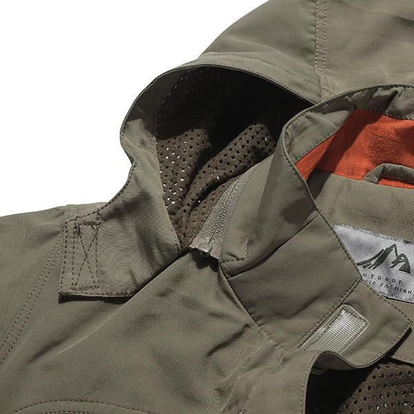 Hombre Military Outdooors Con Capucha De Secado Rápido Casual Chaqueta Fina Primavera Otoño Abrigo De Color Sólido