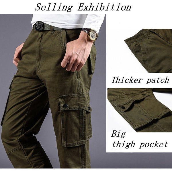 Pantalones De Carga Multibolsillos De Gran Tamaño 30-48 Pantalones De Algodón Casuales Del Ejército Al Aire Libre Para Hombre De Moda