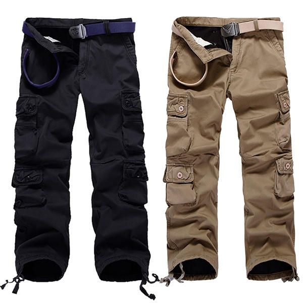 Pantalones Cargo De Algodón Con Forro Polar Con Múltiples Bolsillos Al Aire Libre Gruesos Para Hombre