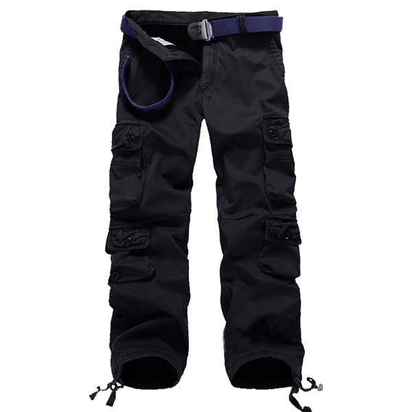 Pantalones Cargo De Algodón Con Forro Polar Con Múltiples Bolsillos Al Aire Libre Gruesos Para Hombre