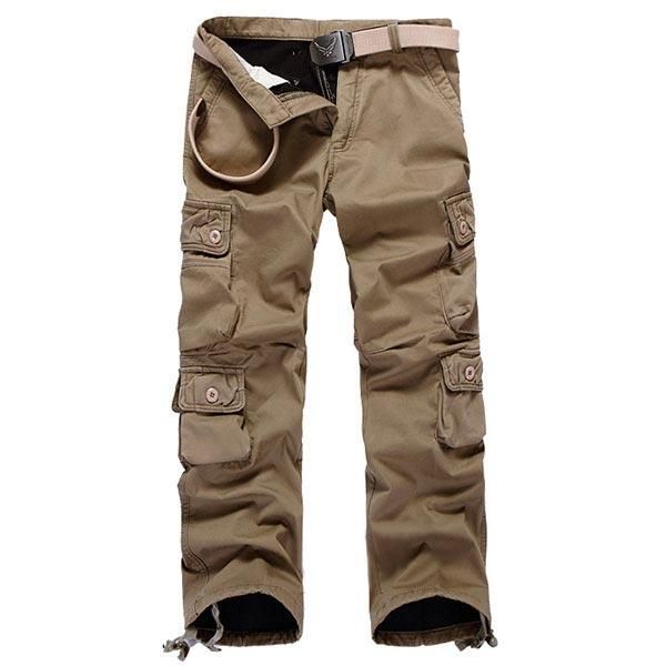 Pantalones Cargo De Algodón Con Forro Polar Con Múltiples Bolsillos Al Aire Libre Gruesos Para Hombre