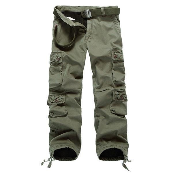 Pantalones Cargo De Algodón Con Forro Polar Con Múltiples Bolsillos Al Aire Libre Gruesos Para Hombre