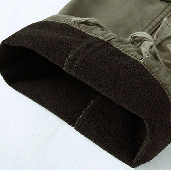 Pantalones Cargo De Algodón Con Forro Polar Con Múltiples Bolsillos Al Aire Libre Gruesos Para Hombre