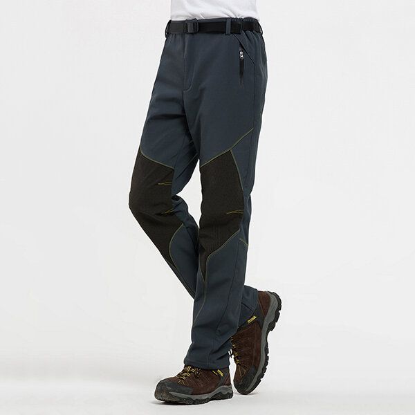 Pantalones De Concha Blanda Repelentes Al Agua Al Aire Libre Otoño Invierno Pantalones De Escalada Deportiva Con Forro Polar Cálido Para Hombres