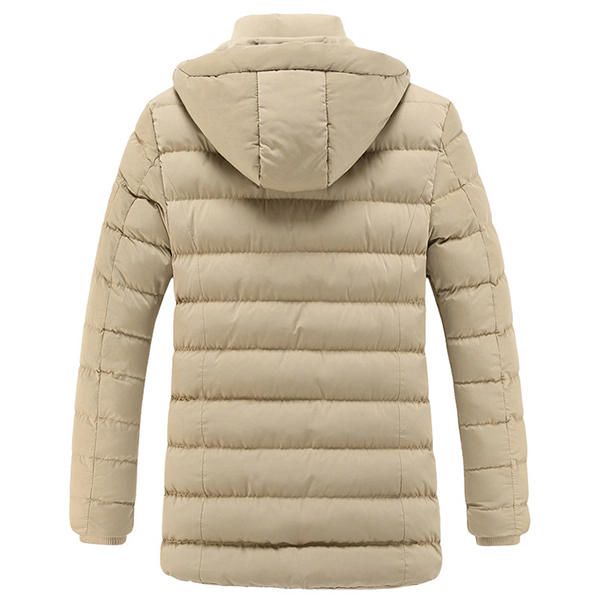 Parka De Chaqueta Acolchada Con Cremallera Acolchada Cálida Con Capucha De Media Longitud Para Hombre