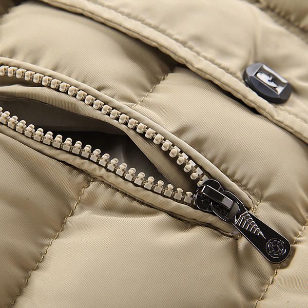 Parka De Chaqueta Acolchada Con Cremallera Acolchada Cálida Con Capucha De Media Longitud Para Hombre