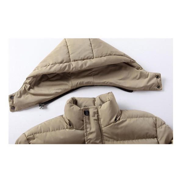 Parka De Chaqueta Acolchada Con Cremallera Acolchada Cálida Con Capucha De Media Longitud Para Hombre