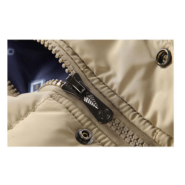 Parka De Chaqueta Acolchada Con Cremallera Acolchada Cálida Con Capucha De Media Longitud Para Hombre