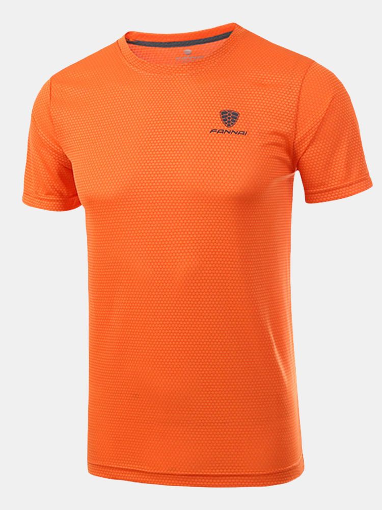 Tops De Secado Rápido Transpirables Con Cuello Redondo Deportivo Para Hombre