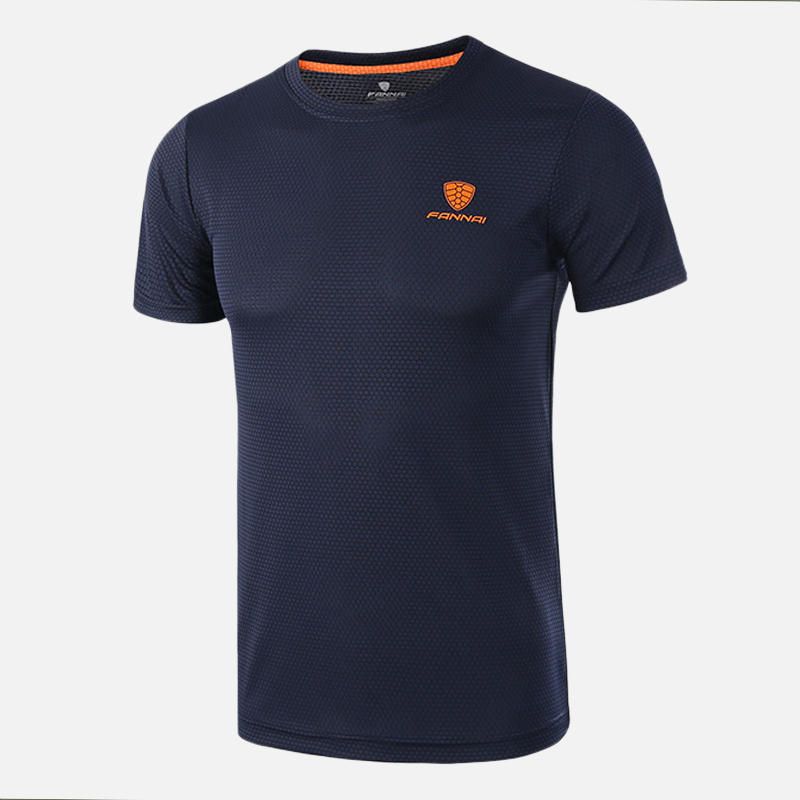 Tops De Secado Rápido Transpirables Con Cuello Redondo Deportivo Para Hombre