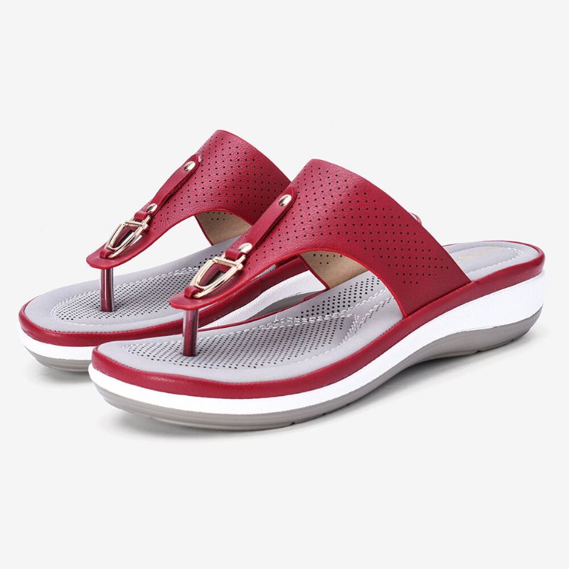 Chanclas Con Decoración De Metal De Verano Para Mujer Cómodas Sandalias Con Punta De Clip