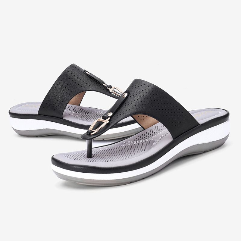 Chanclas Con Decoración De Metal De Verano Para Mujer Cómodas Sandalias Con Punta De Clip