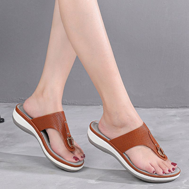 Chanclas Con Decoración De Metal De Verano Para Mujer Cómodas Sandalias Con Punta De Clip