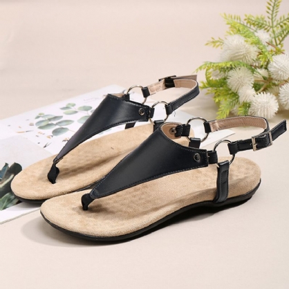 Chanclas Con Hebilla De Metal Para Mujer Sandalias Planas Informales Con Tira Trasera