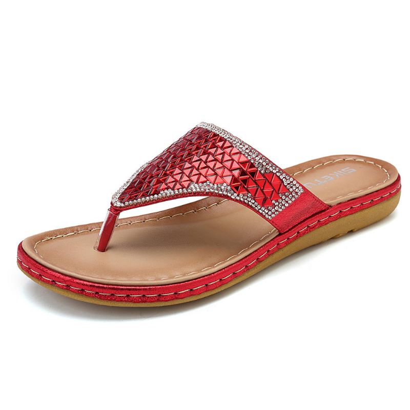 Chanclas De Playa Con Lentejuelas Sandalias Informales Para Mujer