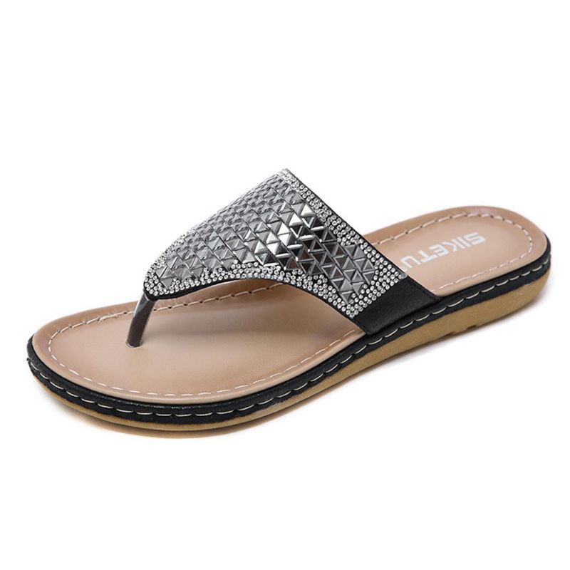 Chanclas De Playa Con Lentejuelas Sandalias Informales Para Mujer