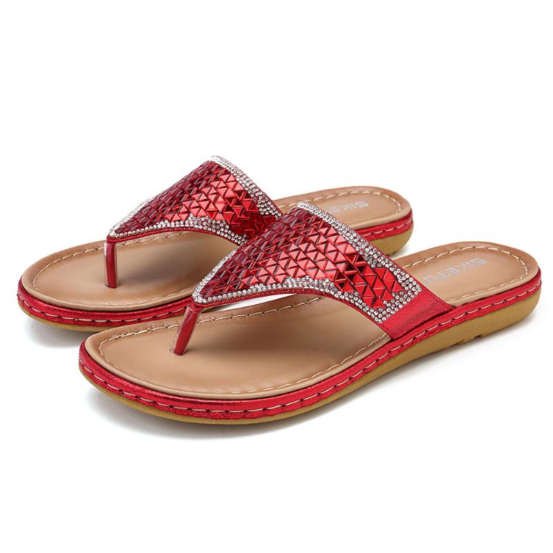 Chanclas De Playa Con Lentejuelas Sandalias Informales Para Mujer