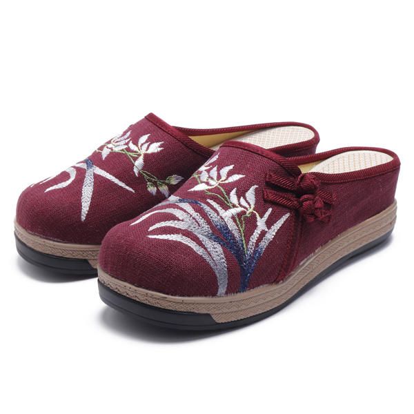 Folkways Bordado Causal Zapatos Mujer Sandalias