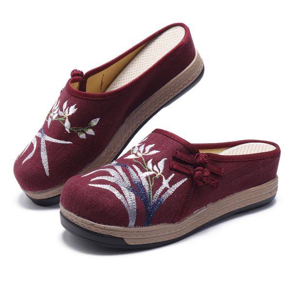 Folkways Bordado Causal Zapatos Mujer Sandalias