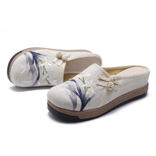 Folkways Bordado Causal Zapatos Mujer Sandalias