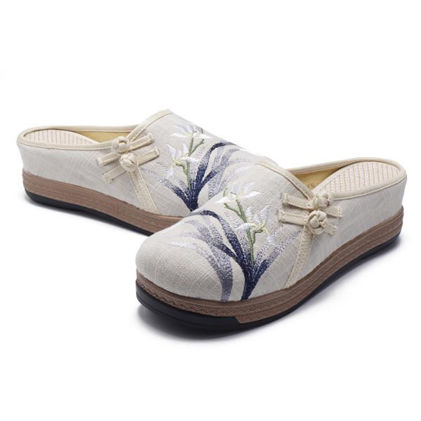 Folkways Bordado Causal Zapatos Mujer Sandalias