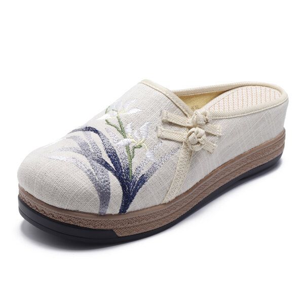 Folkways Bordado Causal Zapatos Mujer Sandalias