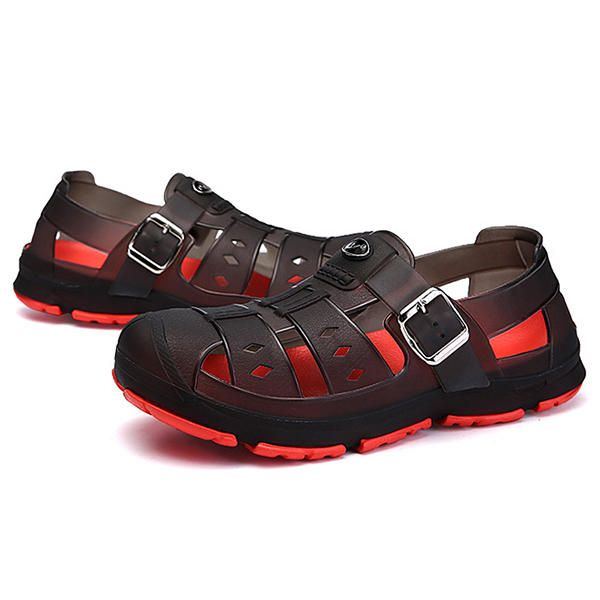 Hombres Casual Comfy Hollow Outs Correa Ajustable Sandalias De Playa Zapatos Para Días Lluviosos