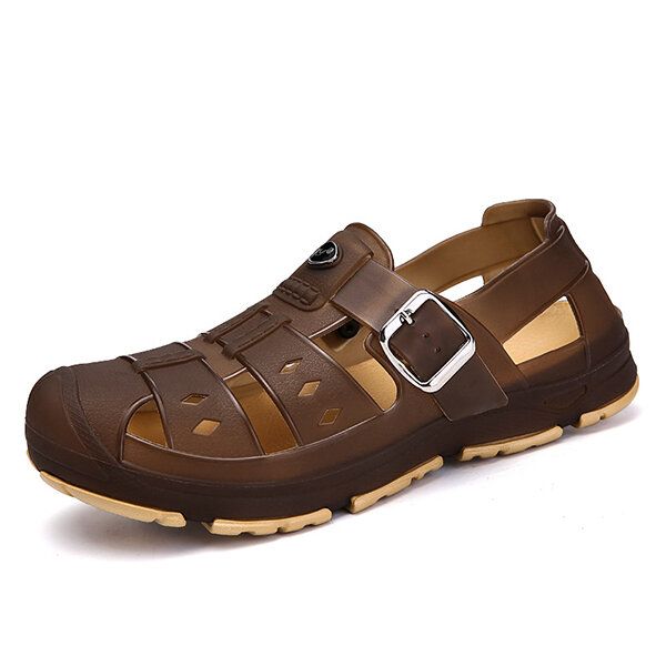 Hombres Casual Comfy Hollow Outs Correa Ajustable Sandalias De Playa Zapatos Para Días Lluviosos