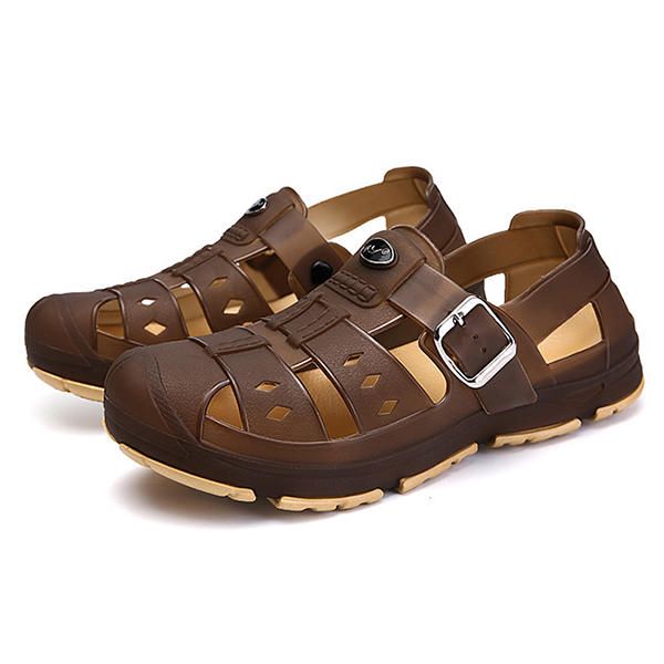 Hombres Casual Comfy Hollow Outs Correa Ajustable Sandalias De Playa Zapatos Para Días Lluviosos