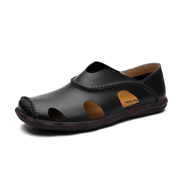 Hombres Verano Transpirable Casual Playa Al Aire Libre Cuero Suave Moda Sandalias Cómodas Zapatos