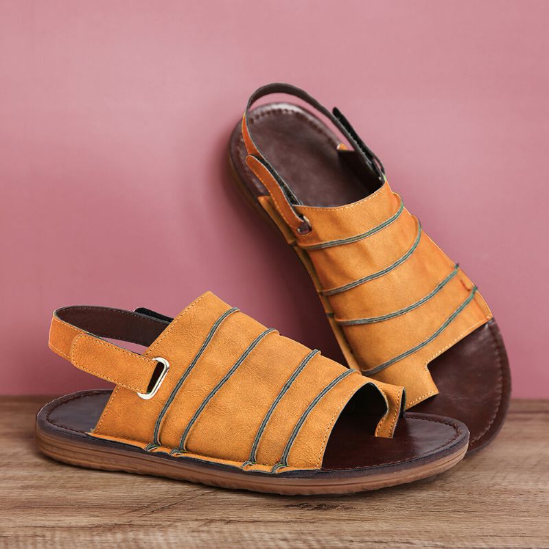 Hook Loop Clip Toe Costuras Hechas A Mano Casual Sandalias Destalonadas Antideslizantes