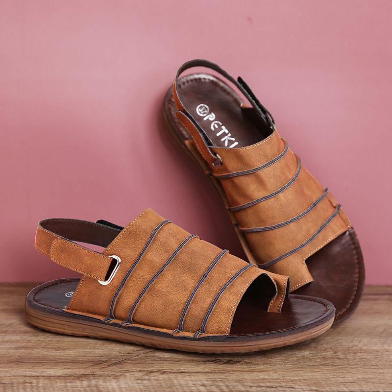 Hook Loop Clip Toe Costuras Hechas A Mano Casual Sandalias Destalonadas Antideslizantes