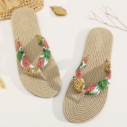 Mujeres Clip Toe Floral Masaje Soles Beach Flats Sandalias