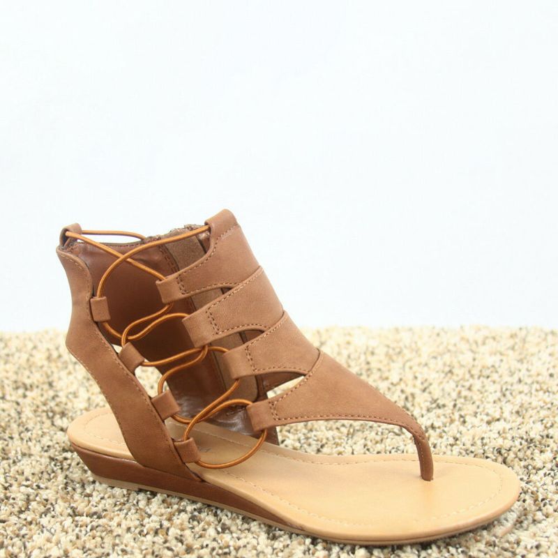 Mujeres Clip Toe Strappy Decoración Tallas Grandes Casual Summer Beach Sandalias Planas Romanas