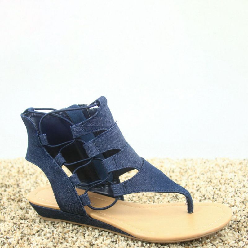 Mujeres Clip Toe Strappy Decoración Tallas Grandes Casual Summer Beach Sandalias Planas Romanas