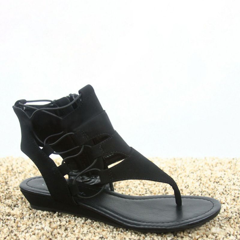 Mujeres Clip Toe Strappy Decoración Tallas Grandes Casual Summer Beach Sandalias Planas Romanas