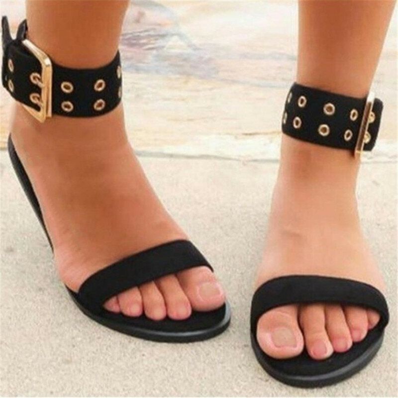 Mujeres Tallas Grandes Hebilla Moda Punta Abierta Color Sólido Transparente Casual Verano Sandalias Planas