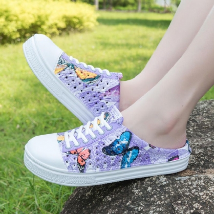 Sandalias Ahuecadas Con Estampado De Mariposas A La Moda Para Mujer