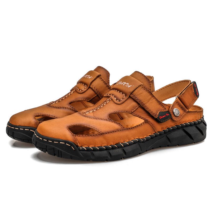 Sandalias Casuales De Suela Suave Antideslizantes Cómodas De Cuero Para Hombre