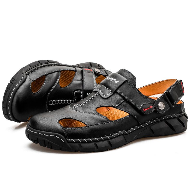 Sandalias Casuales De Suela Suave Antideslizantes Cómodas De Cuero Para Hombre