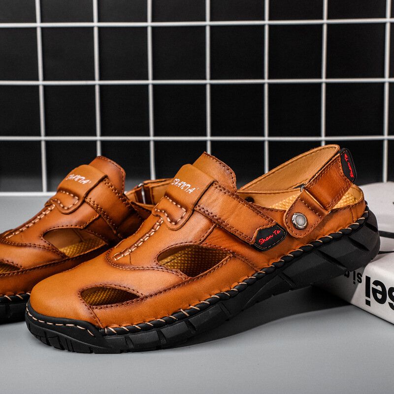 Sandalias Casuales De Suela Suave Antideslizantes Cómodas De Cuero Para Hombre