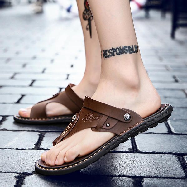 Sandalias Cómodas Con Punta De Clip De Uso Bidireccional Para Hombres