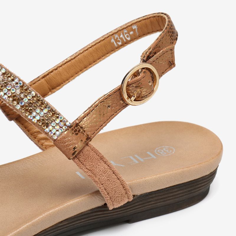 Sandalias Con Hebilla De Diamantes De Imitación Para Mujer Cómodas Y Antideslizantes Con Clip De Playa