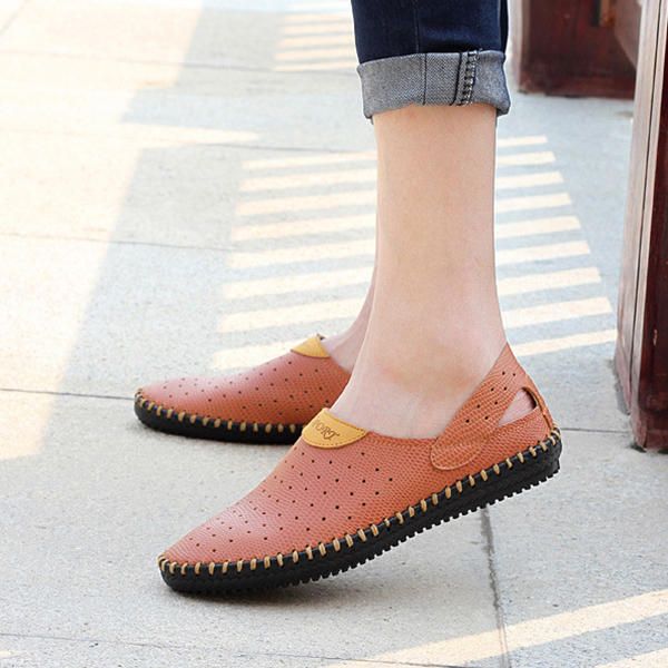 Sandalias De Cuero Genuino Con Aberturas Transpirables Para Hombres