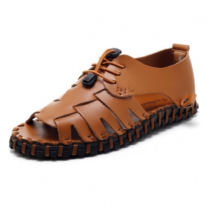 Sandalias De Cuero Genuino Suave Para Hombres Zapatos Transpirables