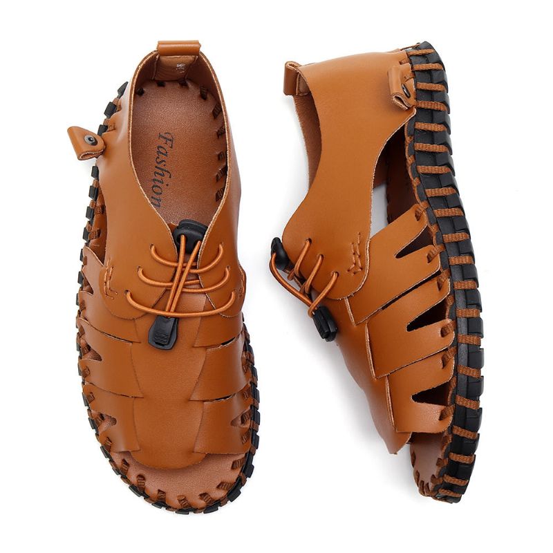 Sandalias De Cuero Genuino Suave Para Hombres Zapatos Transpirables