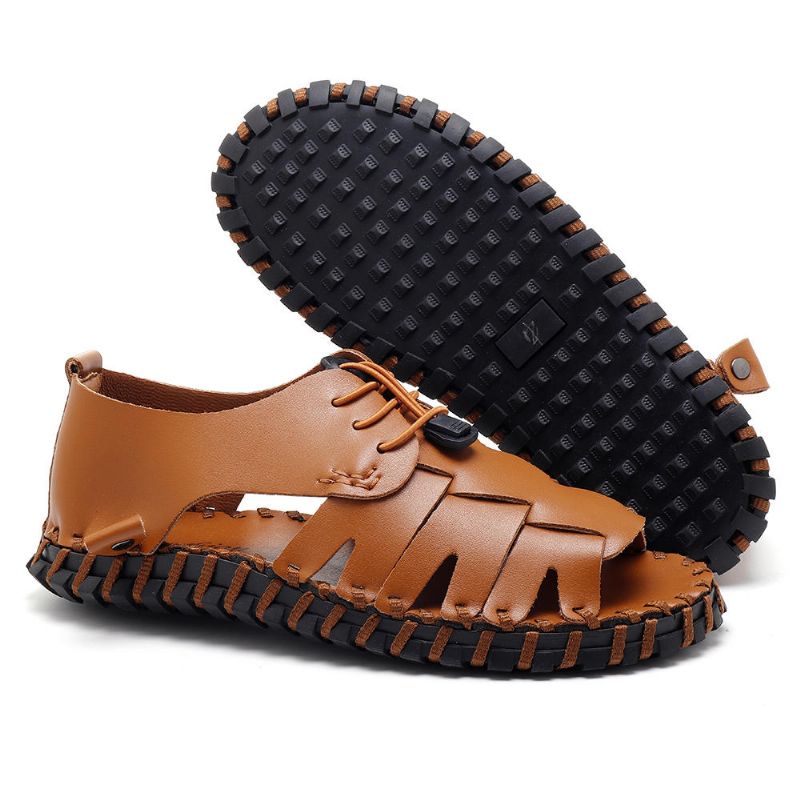 Sandalias De Cuero Genuino Suave Para Hombres Zapatos Transpirables