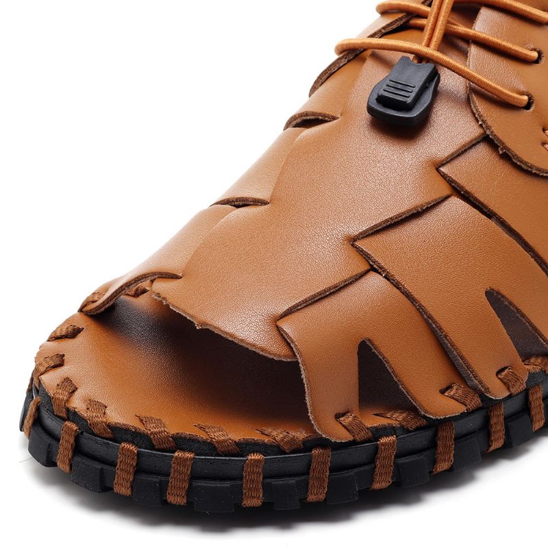 Sandalias De Cuero Genuino Suave Para Hombres Zapatos Transpirables