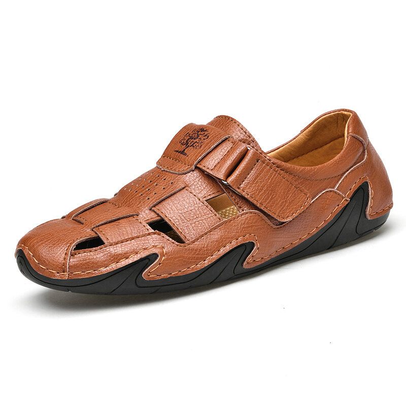 Sandalias De Cuero Tejidas A Mano Con Gancho De Estilo Tejido Para Hombre