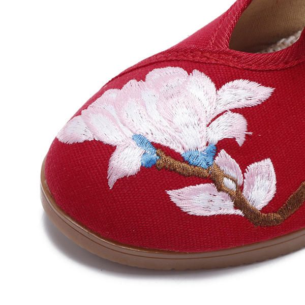 Sandalias De Cuña Informales Cómodas Con Bordado De Flores Para Mujer